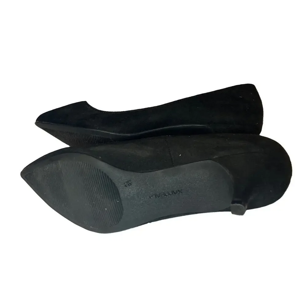 Xappeal Women’s Black Faux Suede Pointed Toe Pumps Classic Heels Size 9.5